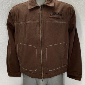 Mechali Men's Contrast Stitch Worker Jacket – Coffee Brown – Size S – NWT